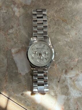Michael Kors Silver-Tone Chronograph Bracelet Watch